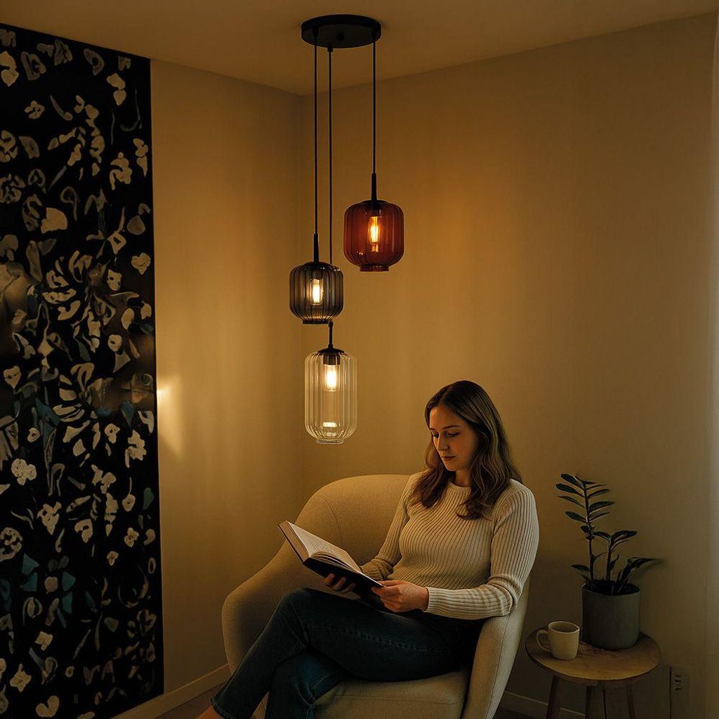 s.luce Velo Galerieleuchte 3-flammig Ø 40cm Baldachin, Ø 18/20/25cm Rauch 3-Flammig Zylindrisch, Rund, Länglich