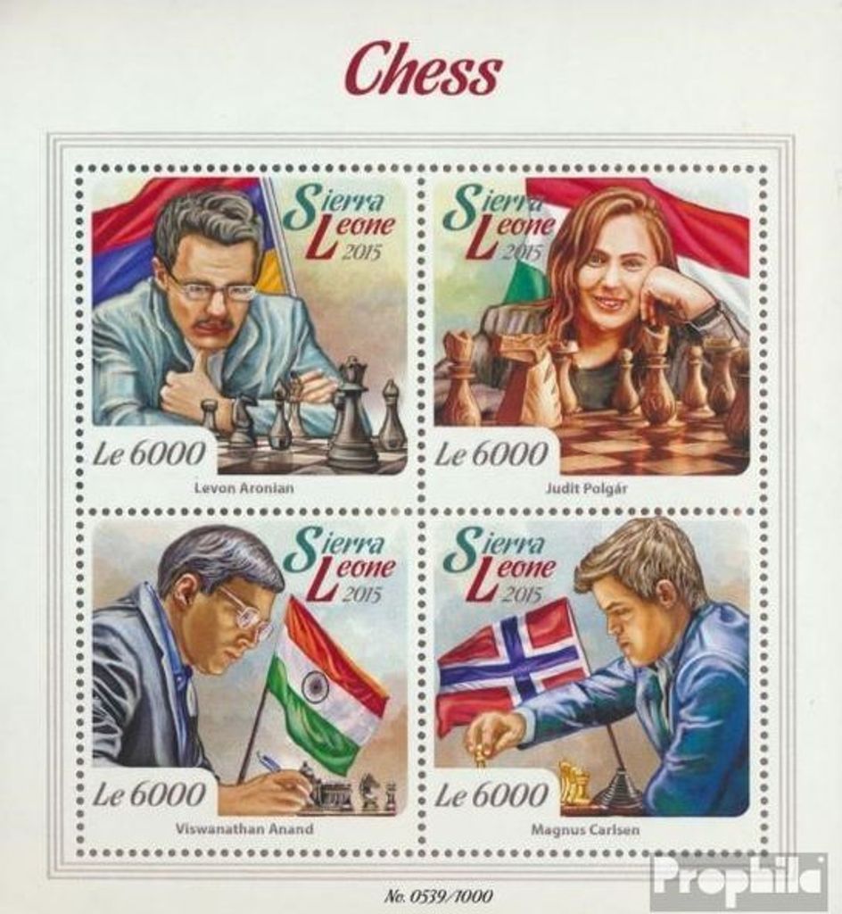 Briefmarken Sierra Leone 2015 Mi 6743-6746 Kleinbogen (kompl. Ausg.) postfrisch Schach