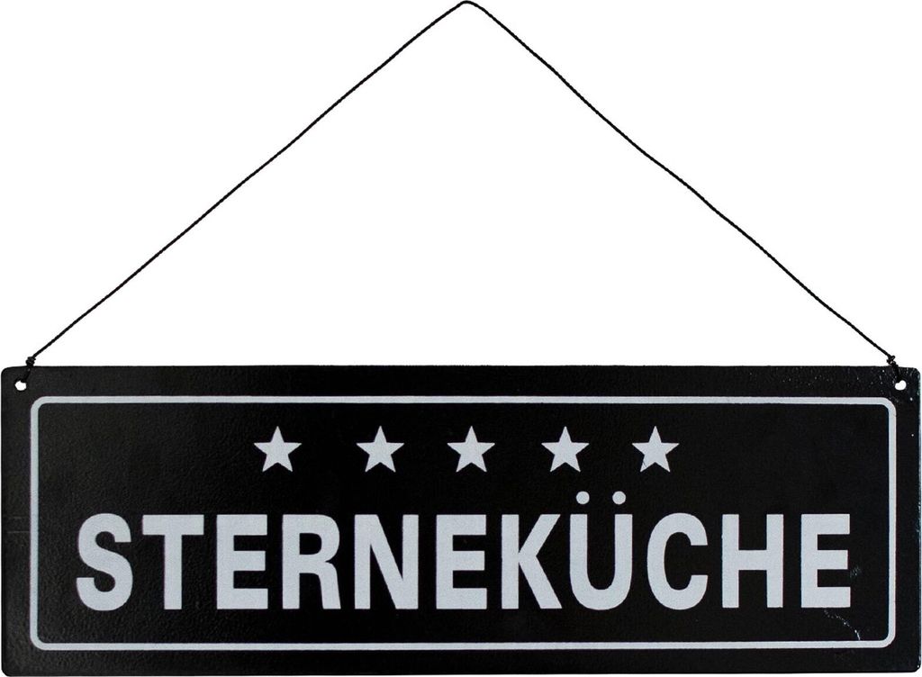 UNUS Metallschild Sterneküche schwarz Vintage Look Blechschild für Grillküche