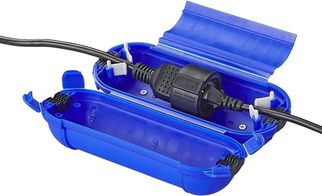 Cassetta di sicurezza per spina e accoppiatore Schuko blu