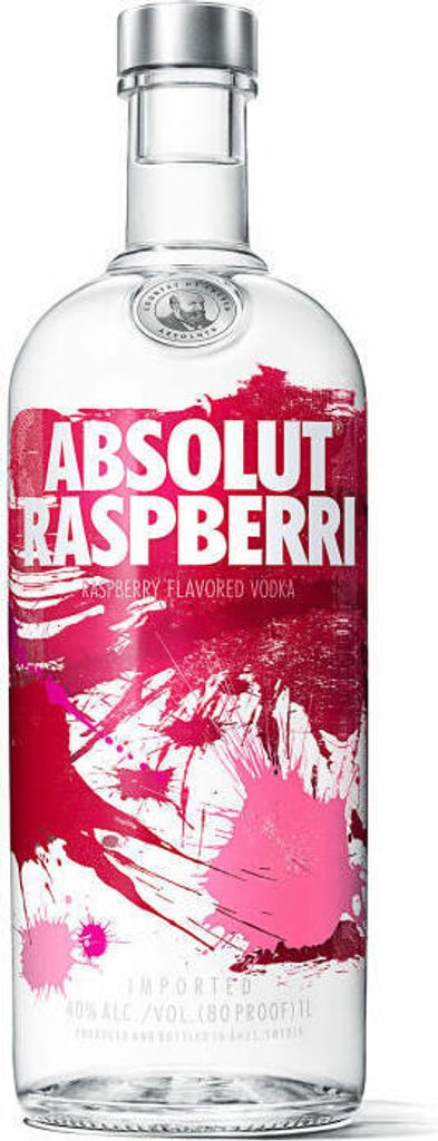 Absolut Vodka Raspberri, Wodka mit Himbeeraroma, Schnaps, Immagine del prodotto 