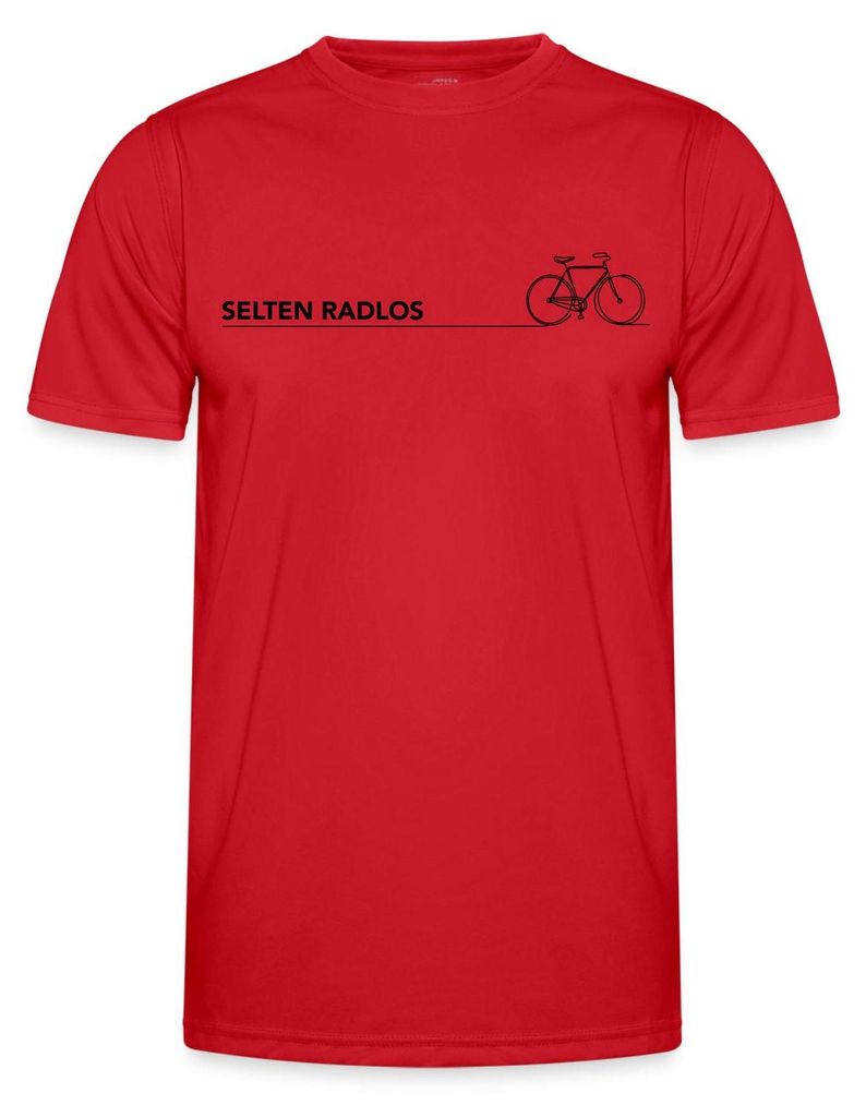 Spreadshirt Selten Radlos Minimalistisch Fahrrad Spruch Funktionsshirt Herren, M, Rot
