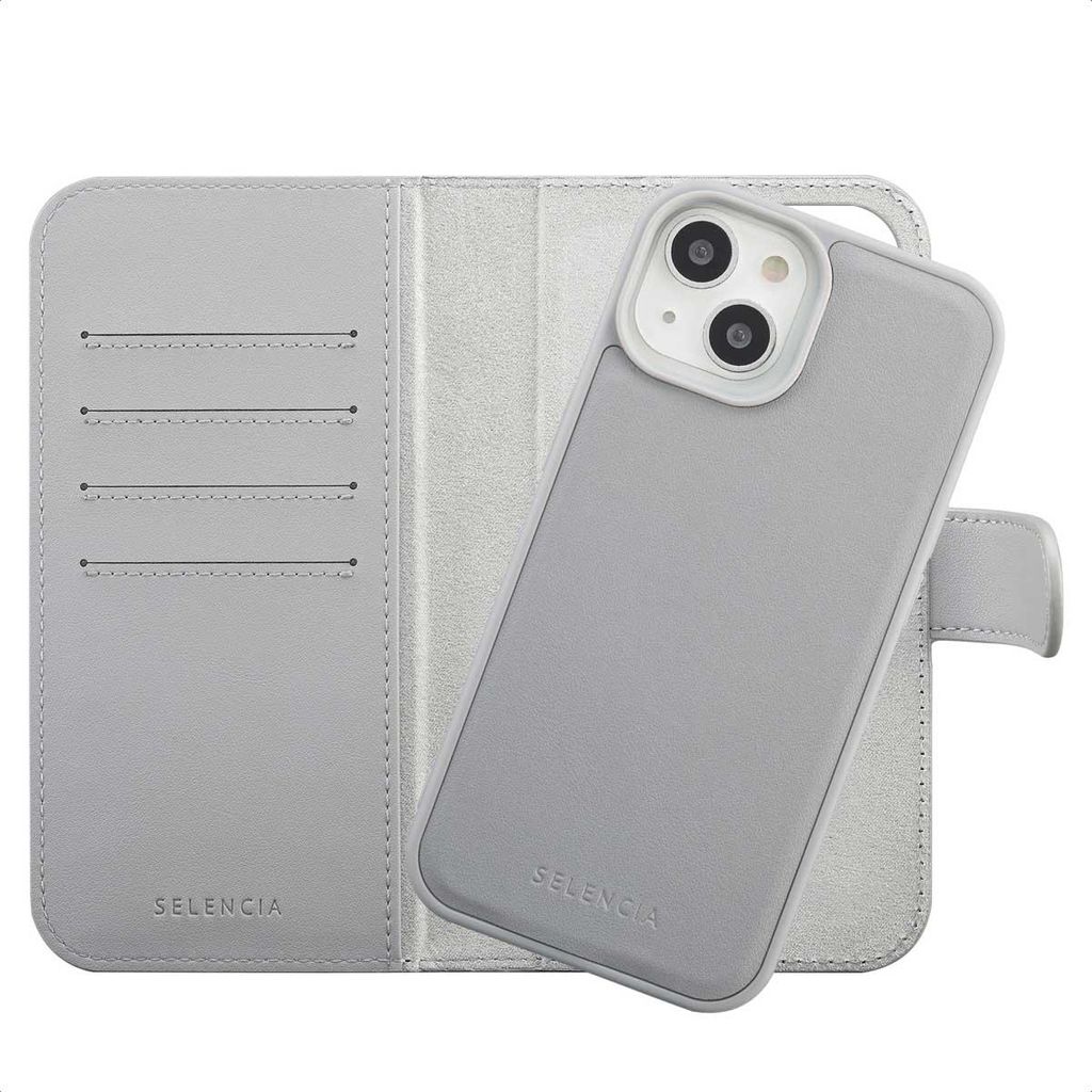 Selencia Olyn Abnehmbare Bookcase mit MagSafe iPhone 15 - Grau