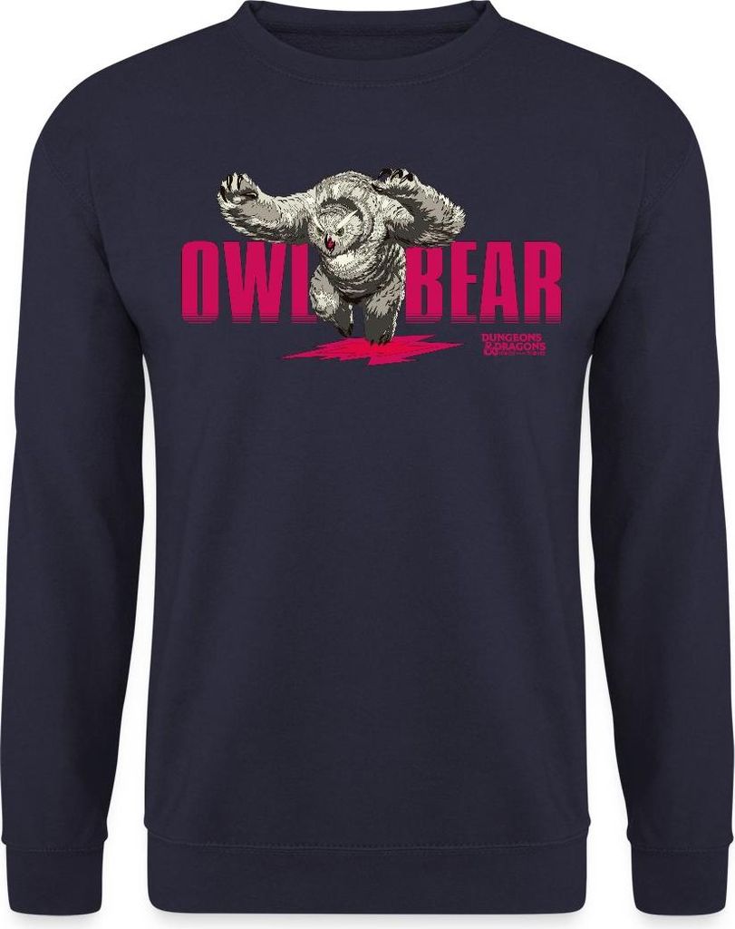 Spreadshirt Dungeons & Dragons DND Owlbear Uni Pullover, L, Navy