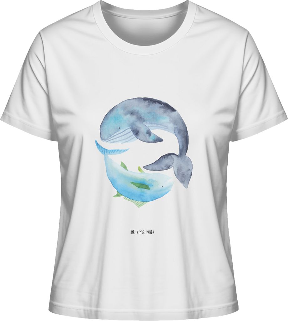 Mr. & Mrs. Panda Shirt Damen Walfisch Thunfisch Größe S - Weiß - Geschenk, Spruch Des Tages, Lustig, Basic T-Shirt, Kurzarm, Lustige Sprüche, O...