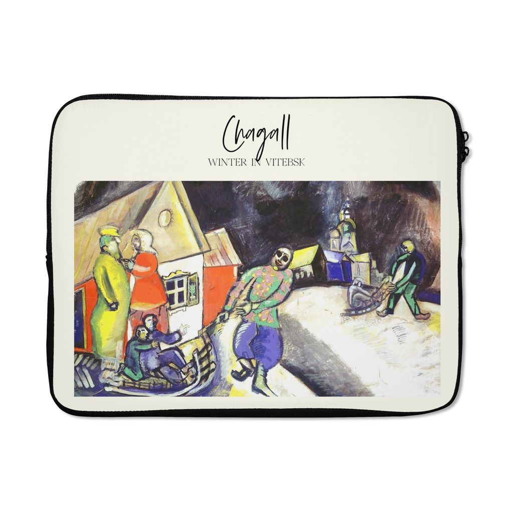 MuchoWow Laptop Hülle 17 Zoll Laptoptasche Winter in Witebsk - Marc Chagall - Kunst - Zipper - Schutzabdeckung