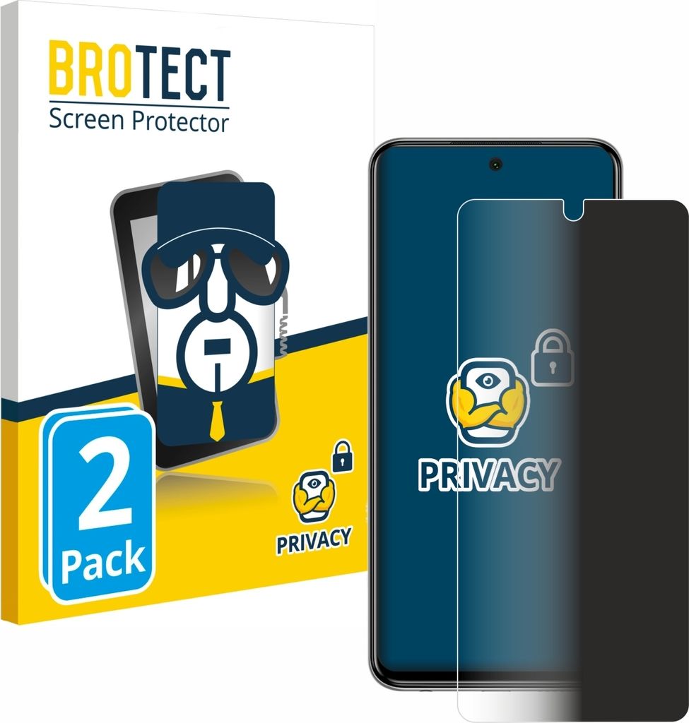 2x BROTECT Sichtschutzfolie für Xiaomi Redmi Note 9 Pro Anti-Spy Privacy Sichtschutz Blickschutz Folie Blaulicht-Schutz