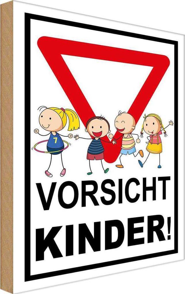 vianmo Holzschild 30x20 cm Vorsicht Kinder Warnschild Hinweisschild
