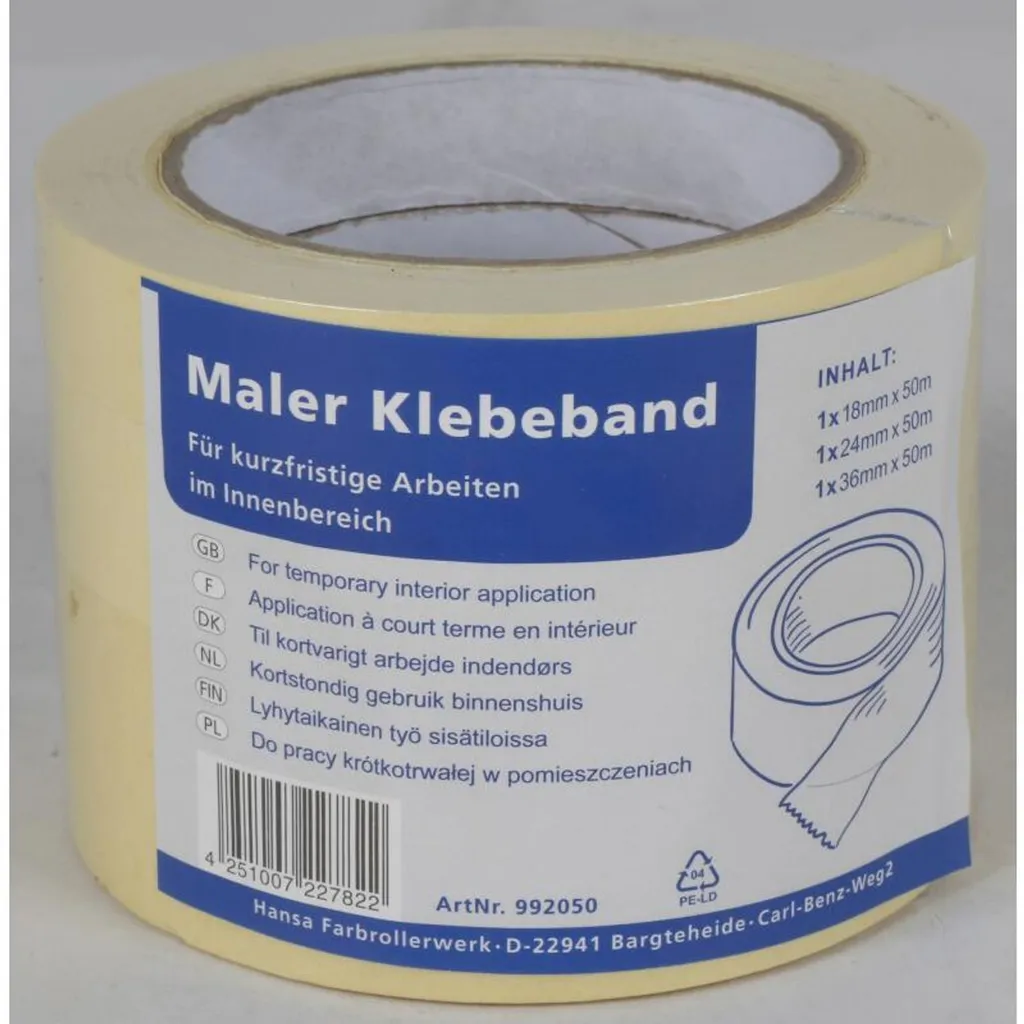 Ruban adhésif de masquage crêpe pour peinture 1800m - Pack de 36 rouleaux