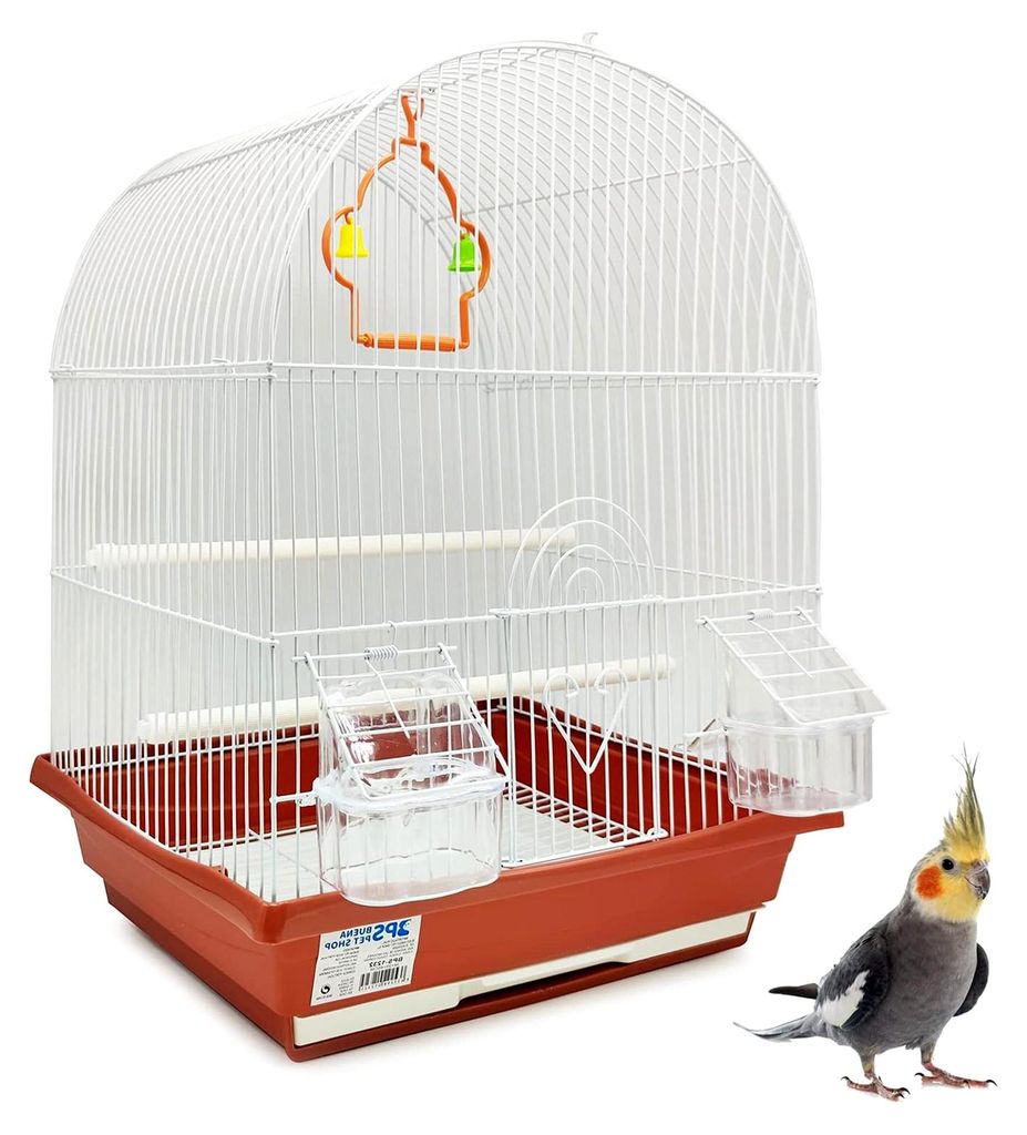 Vogelkäfig für Wellensittiche und Kanarienvögel mit Futternapf, Trinknapf und Schaukel, zufällige Farbe