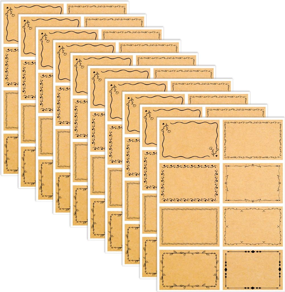 Selbstklebende Etiketten zum Beschriften, 80 Stück Kraftpapier-Etiketten, Beschriftungsetiketten, Gewürzglas-Etiketten, beschreibbare Etiketten z...