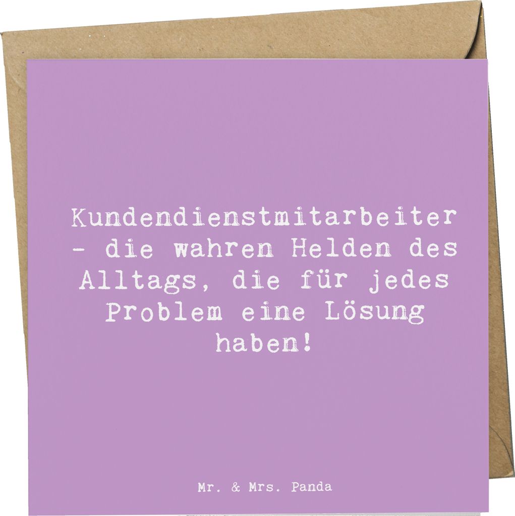 Mr. & Mrs. Panda Glückwunschkarte Spruch Kundendienstmitarbeiter Helden - Lavendeltraum - Geschenk, Dankeskärtchen, unermüdliche Arbeit, Service...