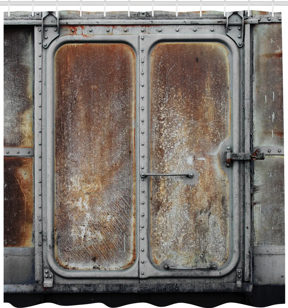 Rideau de Douche Industriel en Tissu 175x240 cm - Motif Porte de Train