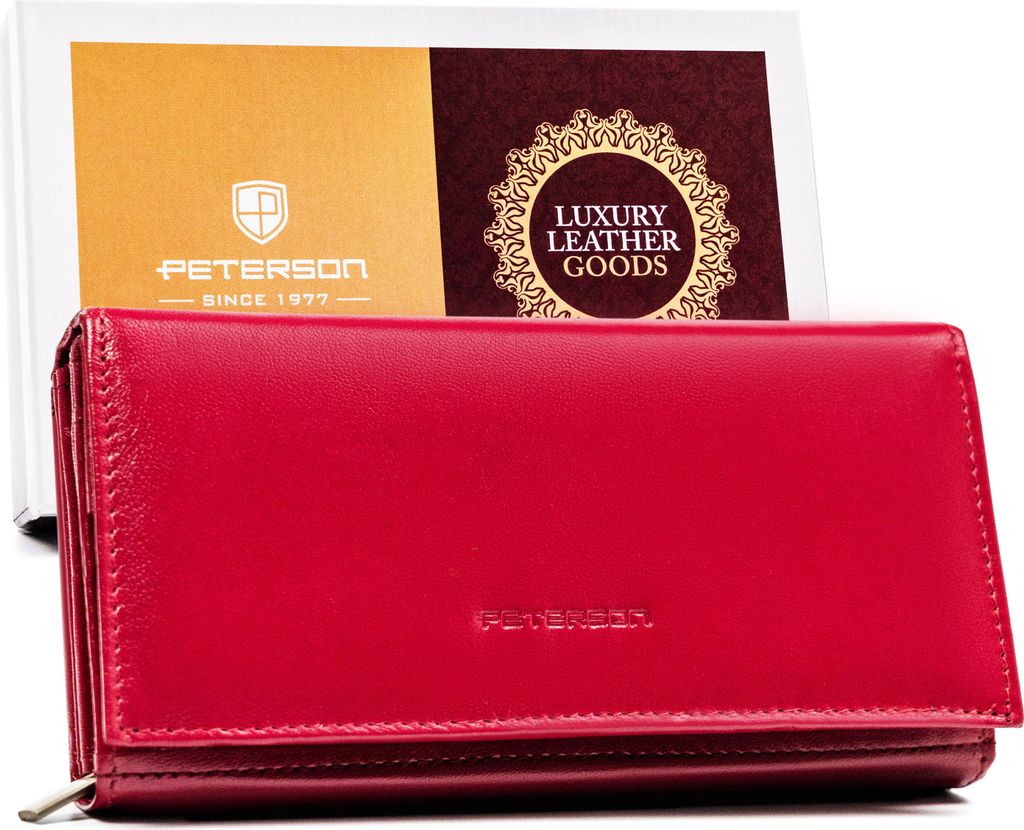 Peterson | Großes Portemonnaie, mit Lederschließe, für Frauen, Rosa, 18.5x10 cm