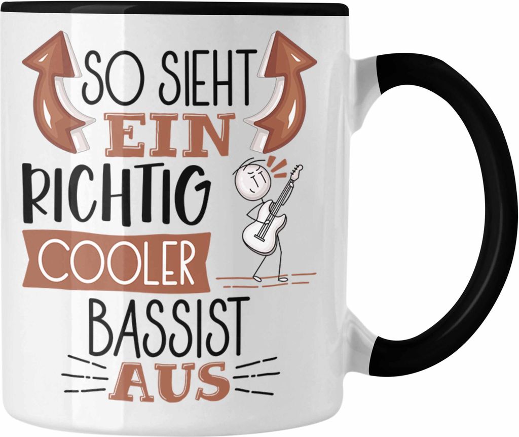 Trendation - So Sieht Ein Richtig Cooler Bassist Aus Tasse Geschenk für Bassist Geburtstag Geschenkdiee (Schwarz)