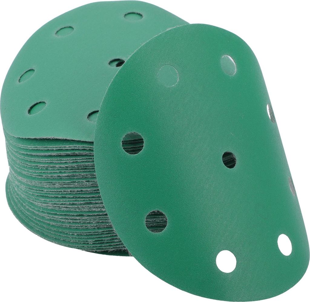 Schleifscheiben 5 Zoll 9 Loch 320 Körnung Rund Klett-Schleifpapier Aluminiumoxid Grün 50 Stück