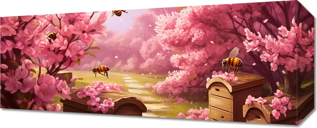 Tableau panoramique La vie dans les ruches 50x20 cm pour votre salon