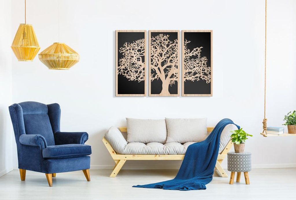 EICHE 100x70 cm – LASERCUT Wandbild aus Verbundmaterial Holz und PVC 100x70 cm
