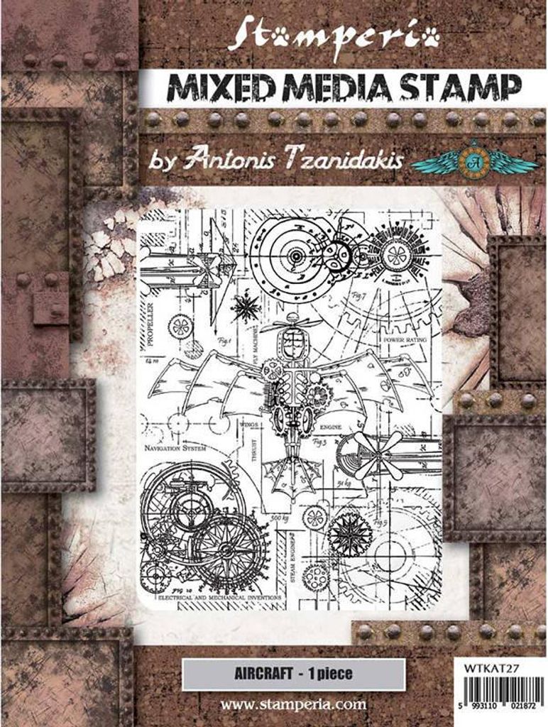 STAMPERIA Gummi Stempeln Stempelgummi Set Motivstempel, Aviator Flugmaschinen