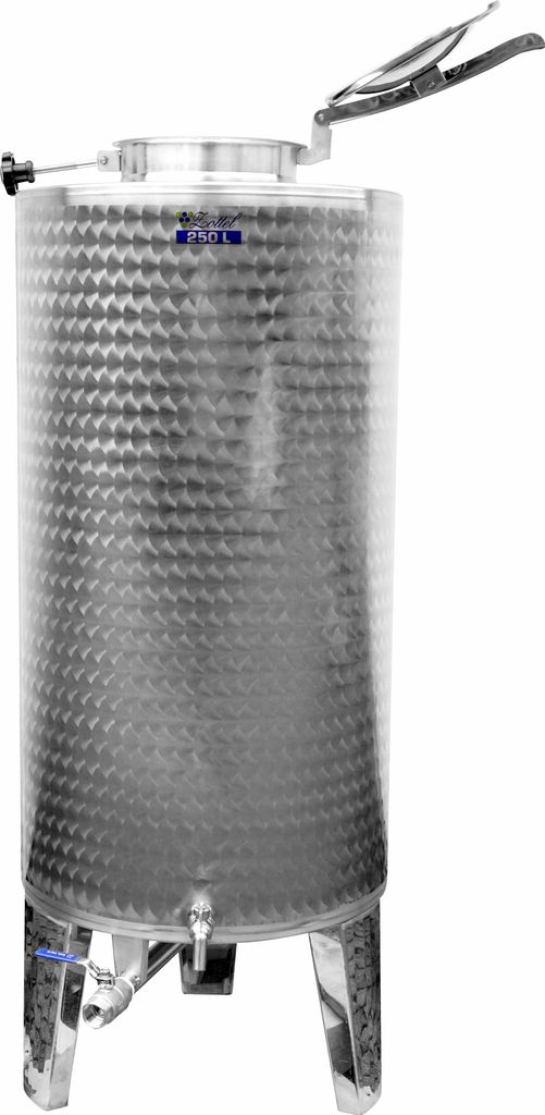 Zottel Edelstahl Branntweintank / Edelstahl-Fass 250 Liter Inhalt mit Füßen