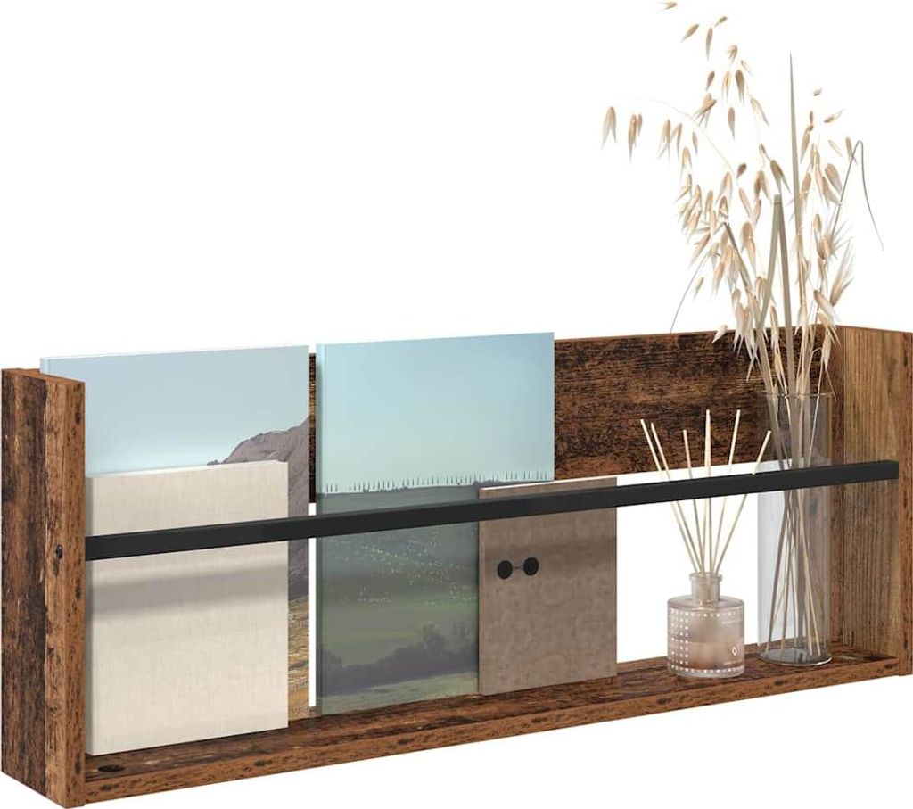 “2026 Modern“ Magazinregal mit Regal Altholz 80 x 12 x 30cm Holzwerkstoff - Zeitungsständer Designermöbel 784239 - Zeitungsständer