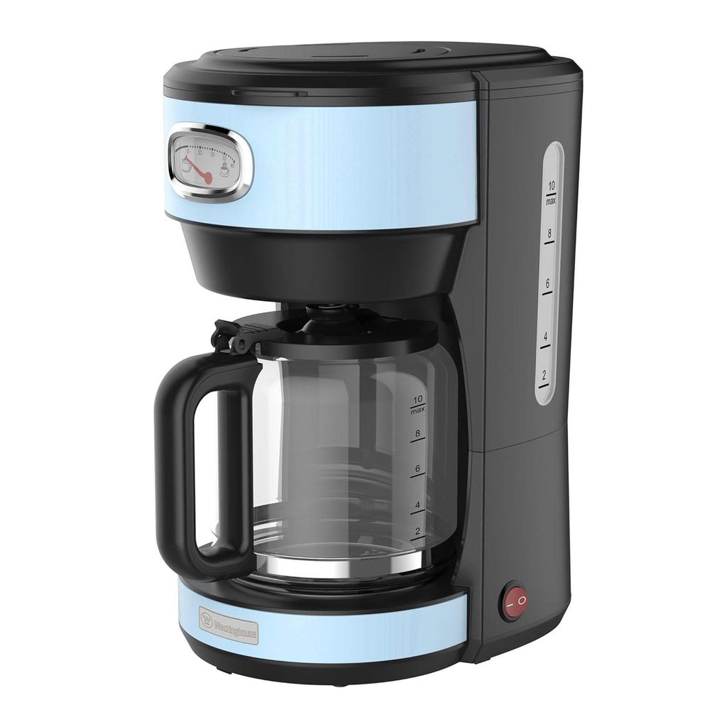 Westinghouse Retro Filterkaffeemaschine – Filterkaffee – Wiederverwendbarer Filter – 1,25 l – 10 Tassen – 1000 W – Blau