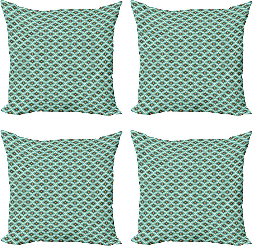 ABAKUHAUS Mexikaner Kissenbezug Set (4 Stück), Vintage und Geometrisches, Moderner Doppelseitiger Digitaldruck, 45 cm x 45 cm, Blassblau Aprikose