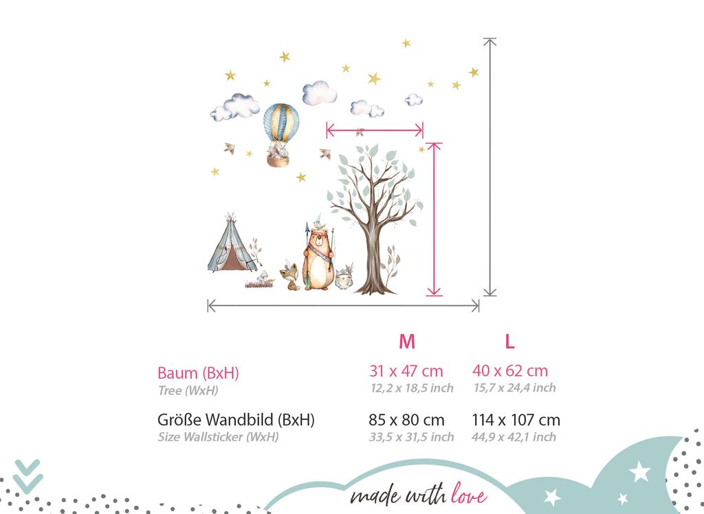 Little Deco Aufkleber Indianer Waldtiere I Wandbild L - 114 Produktbild 4