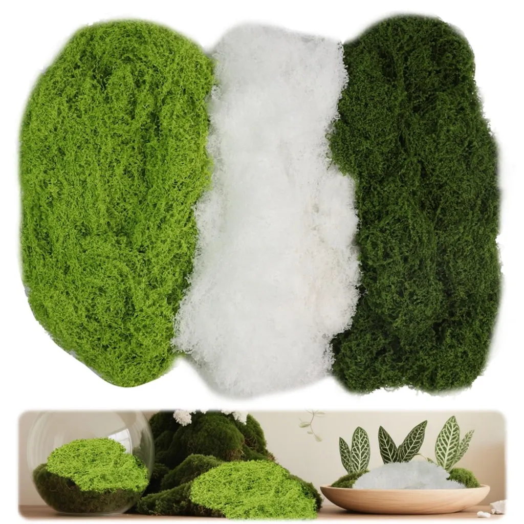 Mousse artificielle 300g vert foncé clair et blanc pour décoration DIY