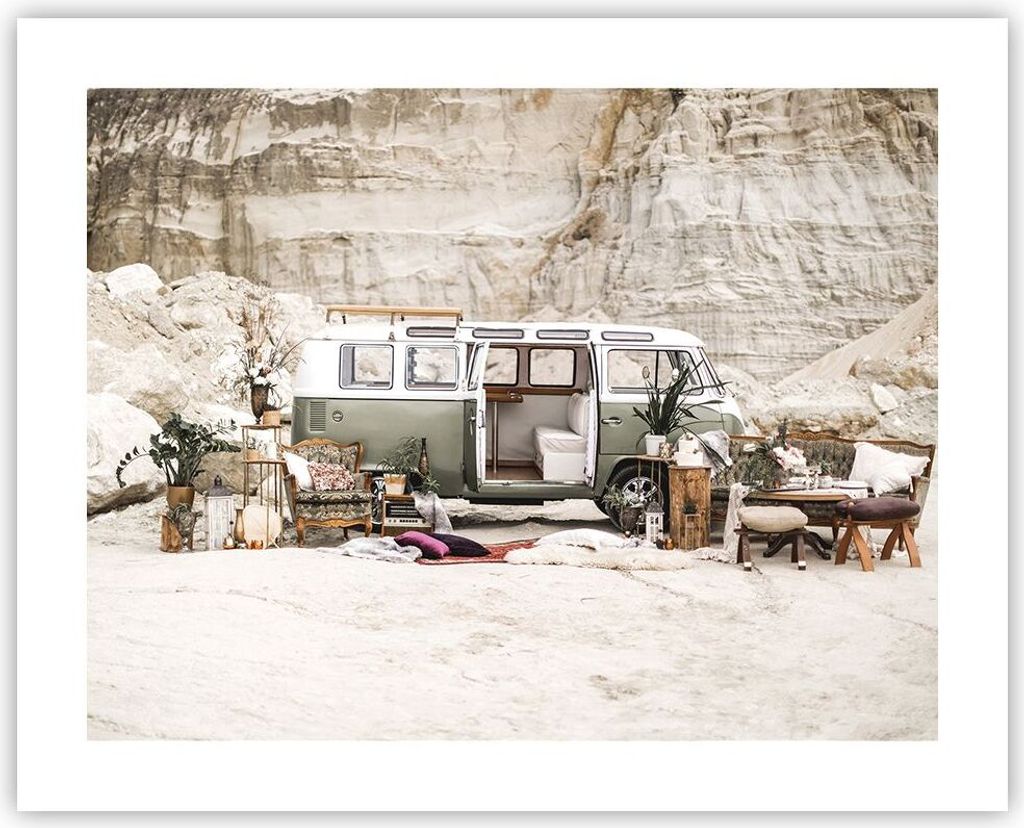 Poster - Poster ohne Rahmen - Wohnmobil Boho Möbel - 50x40 cm - Wand Bild - Wanddeko - Wandbilder - Kunstposter - Wandposter - Bilder - Kunstdruck...