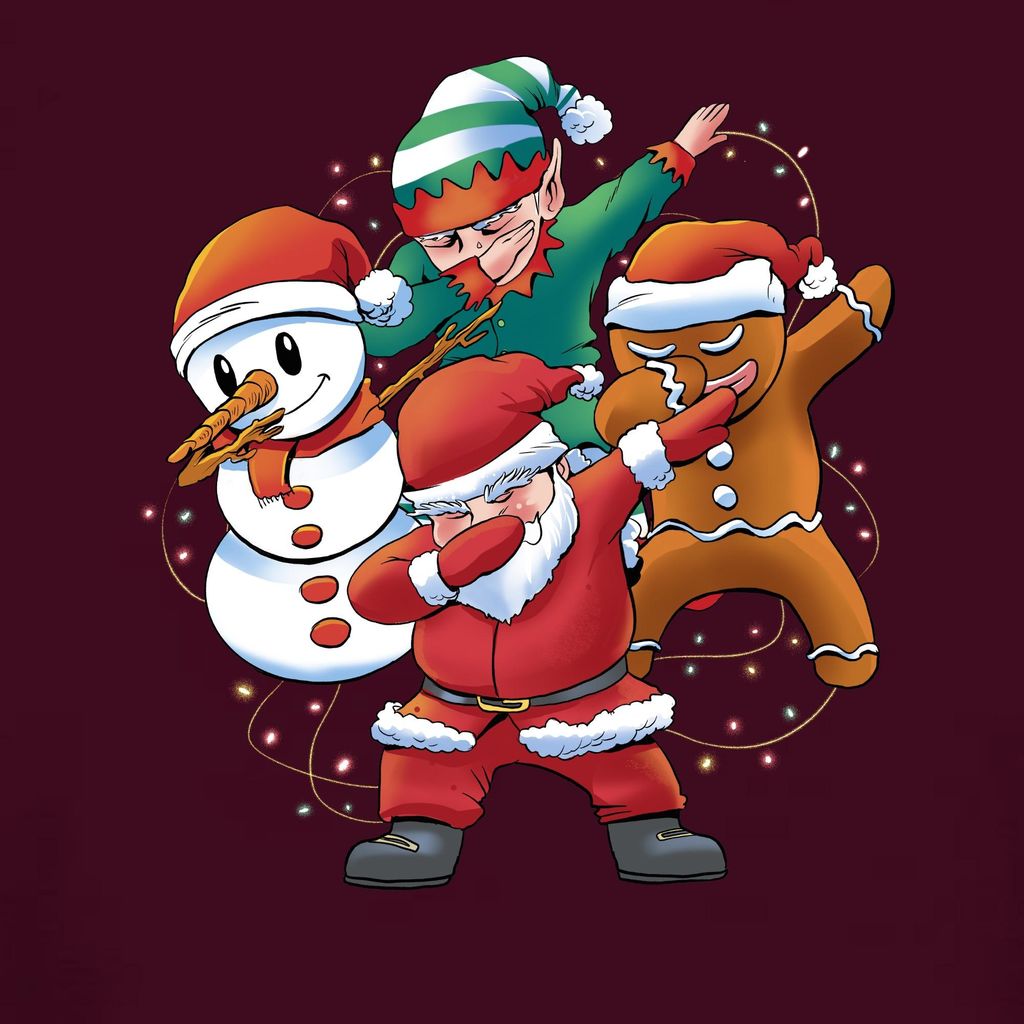 Dabbing Schneemann Elf Santa - Weihnachten Weihnachtsgeschenk Christmas Damen T-Shirt, Burgundy, S