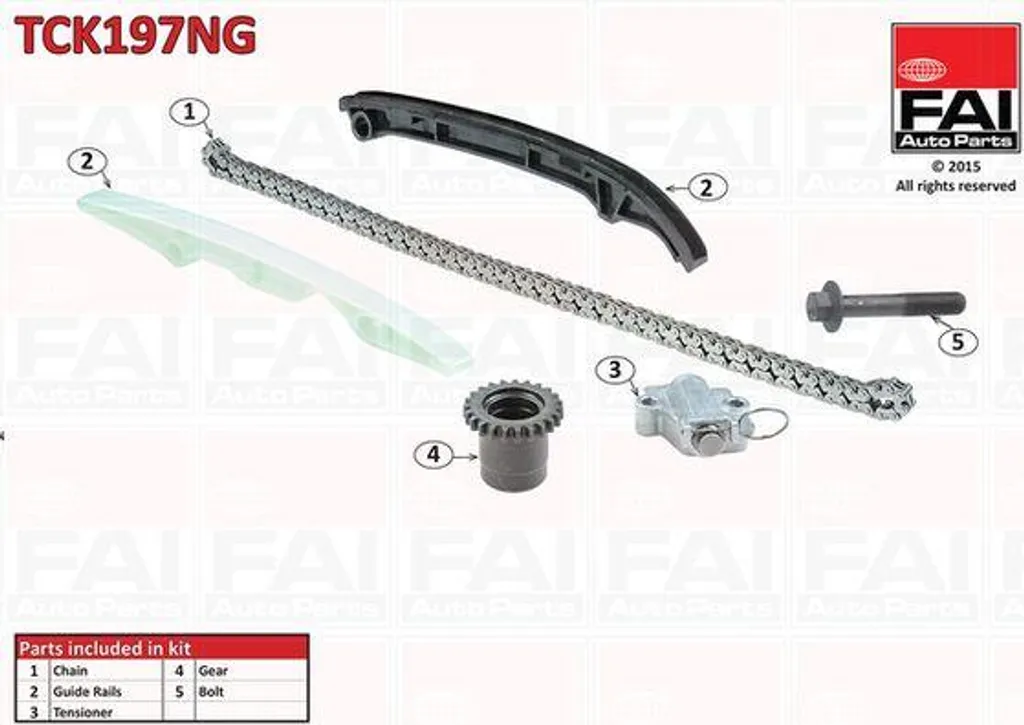 Kit de Distribution FAI TCK197NG OE 55258509 pour Fiat 500 et Panda