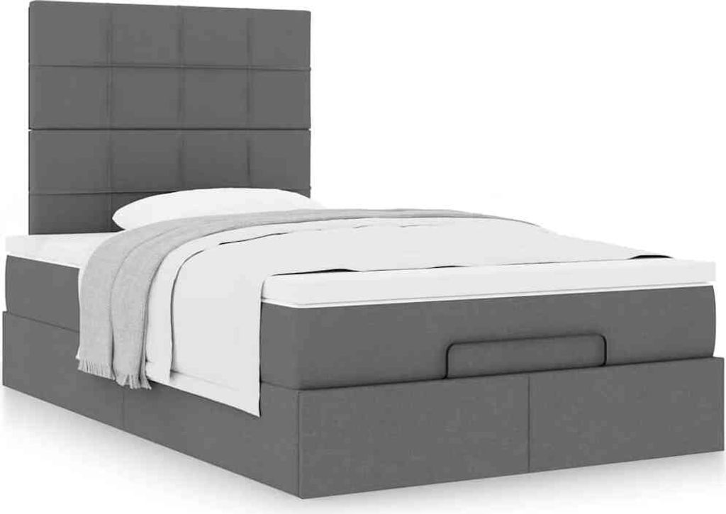 Maison Exclusive - Ottoman-Bett mit Matratze Dunkelgrau 120x200 cm Stoff