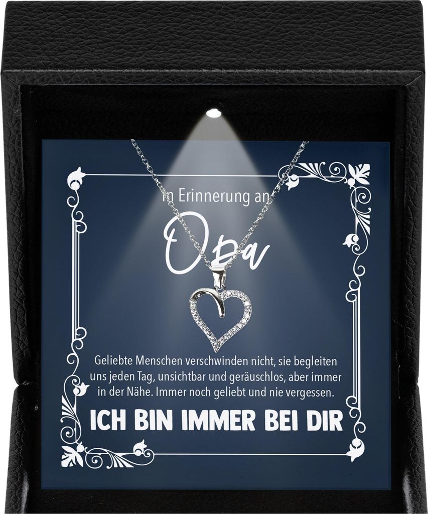22Feels In Erinnerung an Opa Kondolenzgeschenk Trauer Schmuck Frauen - Silber 925/000 Herz Halskette - Andenken RIP Großvater Beerdigung Gedenken ...