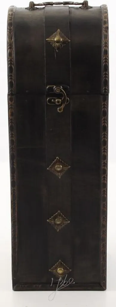 Casa Padrino Coffret à vin Art Déco Noir en bois - 14,5 x 12,5 x H 37 cm