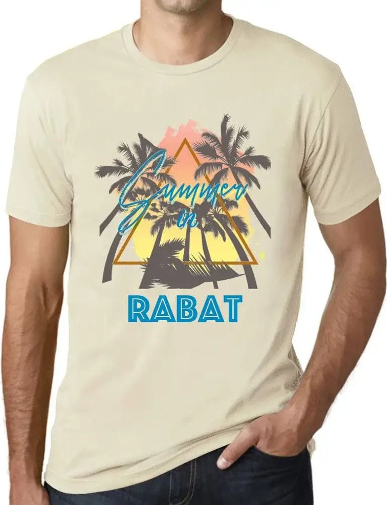 Herren Grafik T-Shirt Palmen Sonnenschein Sommer in Rabat – Palm, Sunshine, Summer In Rabat – Öko-Verantwortlich Vintage Jahrgang Kurzarm Lustige