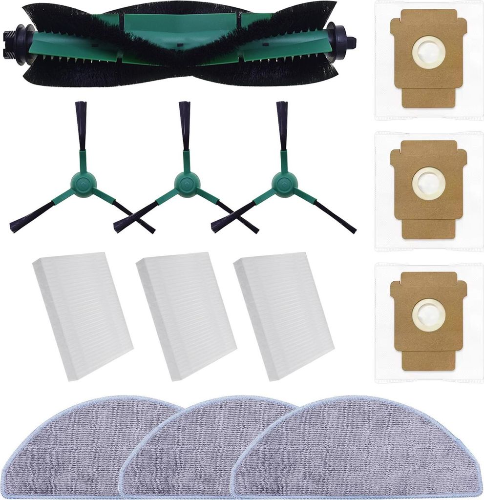 VERCO Ersatzteile Set für iRobot Roomba 105 Zubehör Bürsten Filter Beutel Wischtücher
