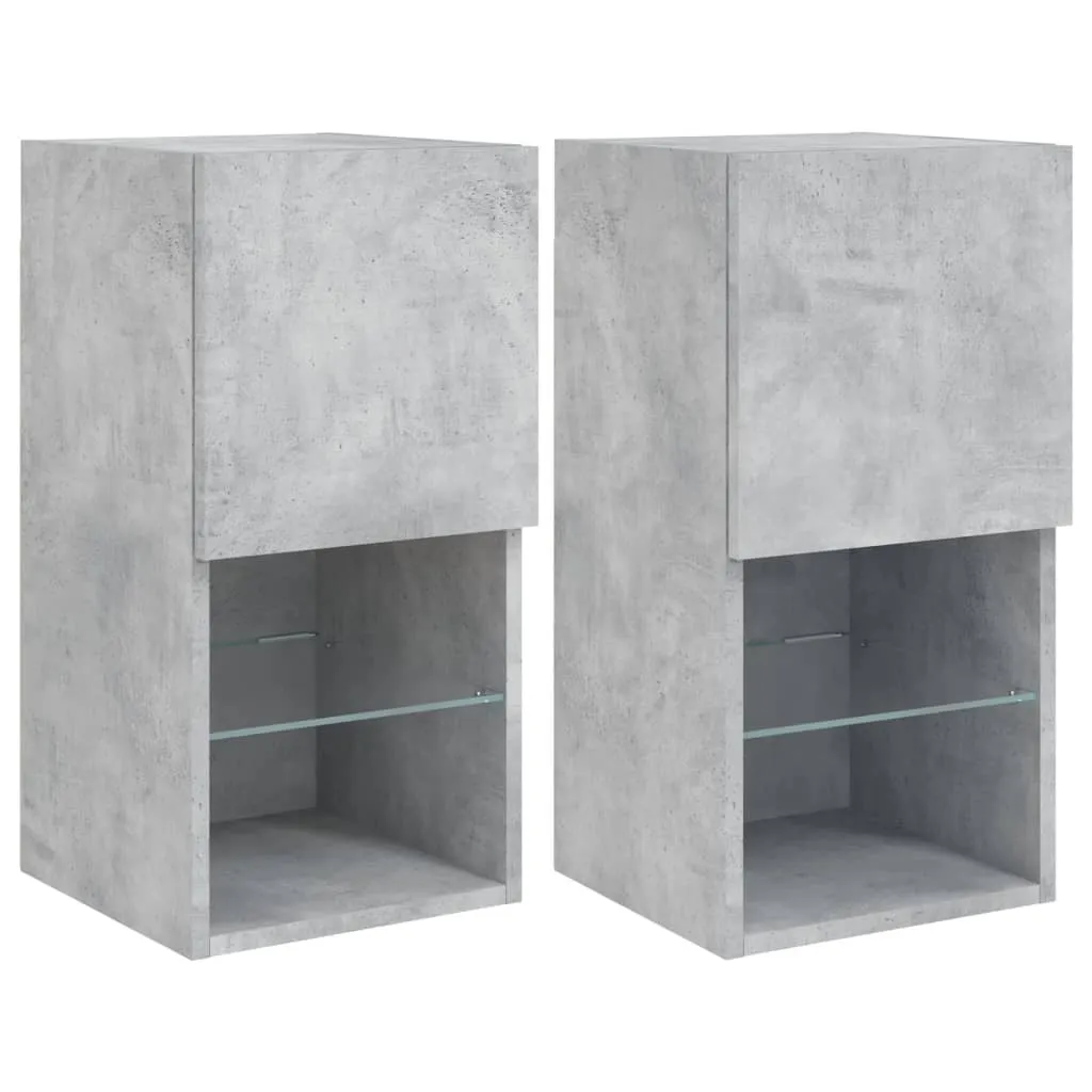 SYFAX™ Mobile TV Grigio Cemento con LED - Set 2 Pezzi Design Moderno
