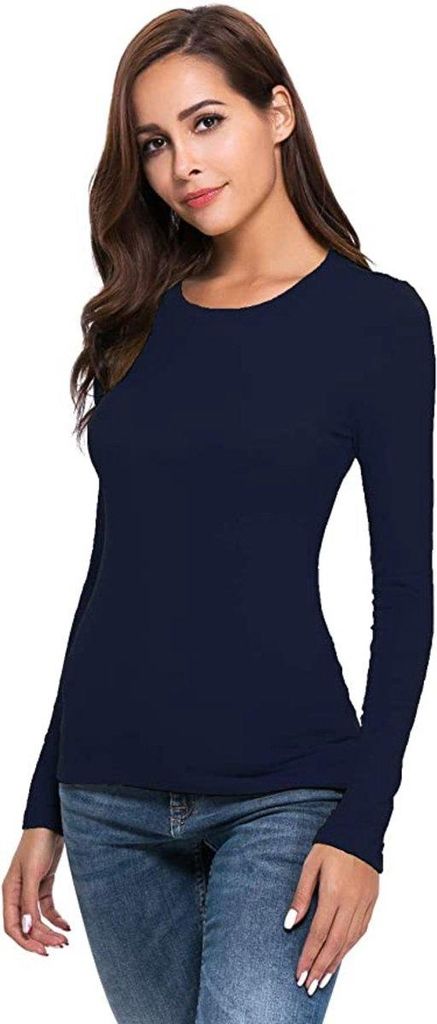Hochwertiges Damen Thermofleece, Thermo Shirt, Wärmeshirt, Blau - M/L