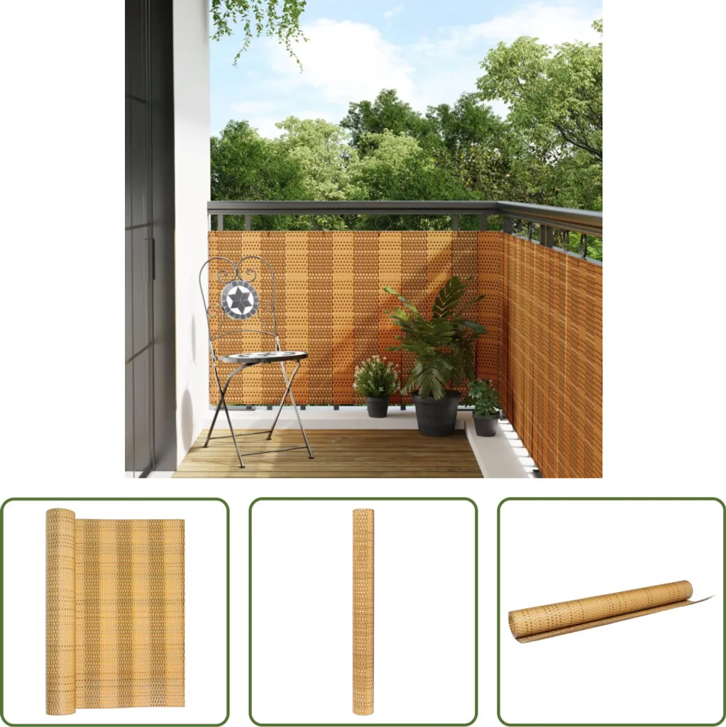 The Living Store Schermo protettivo per balcone Marrone chiaro 600x90 cm Poly Rattan