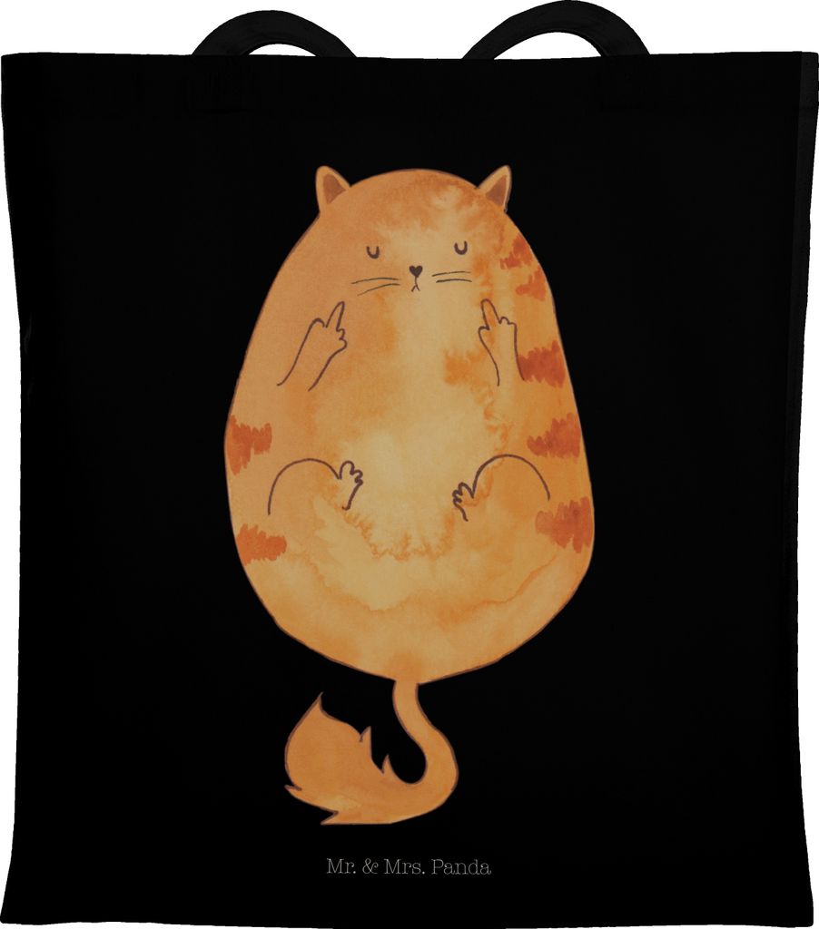 Mr. & Mrs. Panda Tote Bag Katze Frühaufsteher - Schwarz - Geschenk, Jutetasche, Tragetasche, Lustig, Katzen, Kaffee, Laptoptasche, Schultasche, Ta...