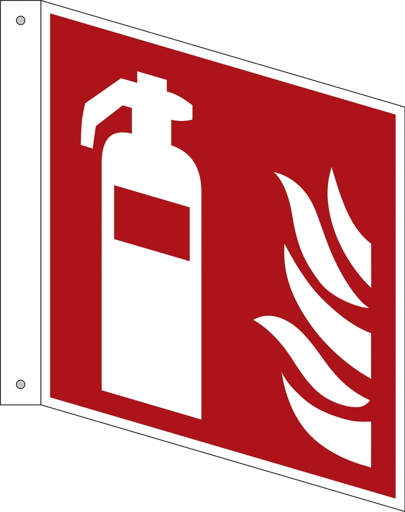 Hinweisschild Feuerlöscher Fahne ISO 7010/F001 200x200mm PVC