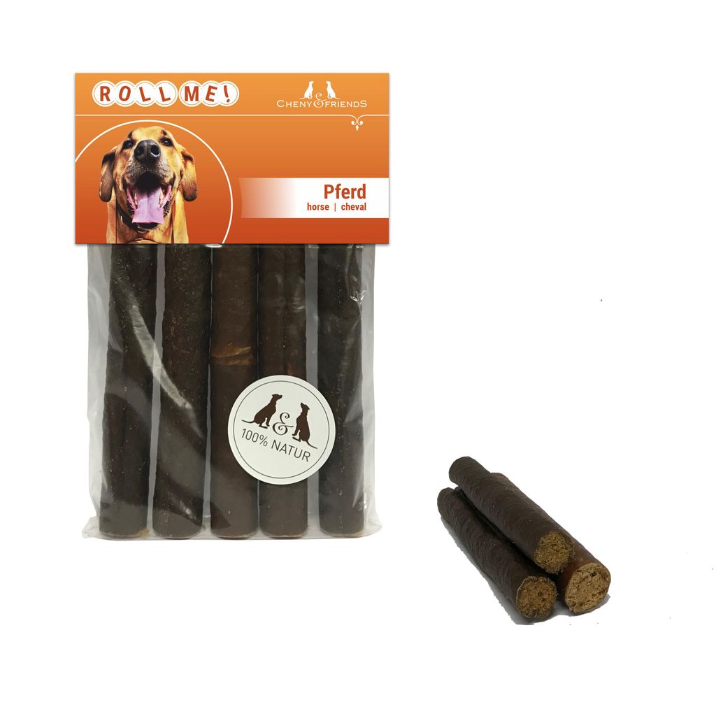 CHENY&FRIENDS RollMe! Pferd - weichere, feste, leckere Fleischrollen für Hunde, 5 Stück