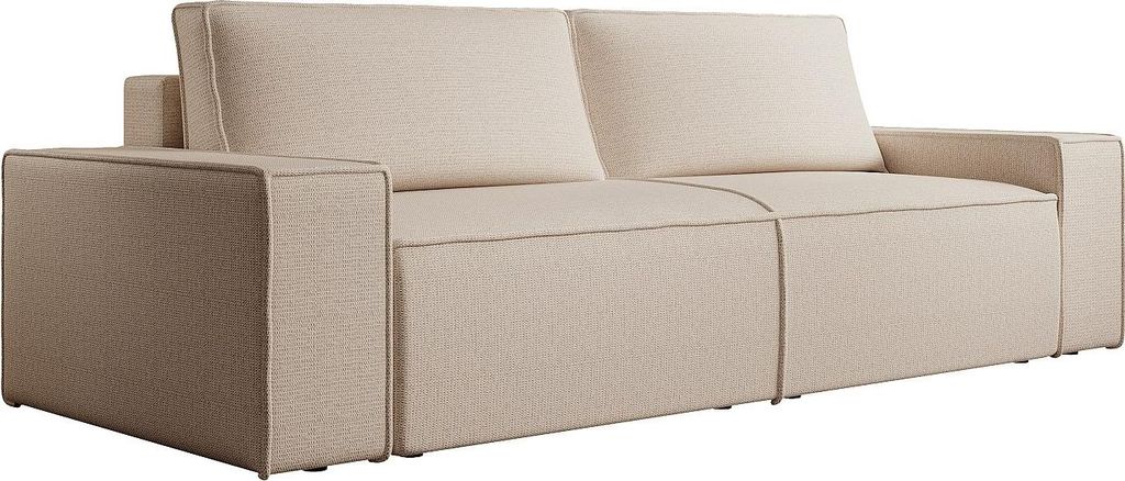 4-Sitzer Schlafsofa aus strukturiertem beigem Velours - Produktbild 