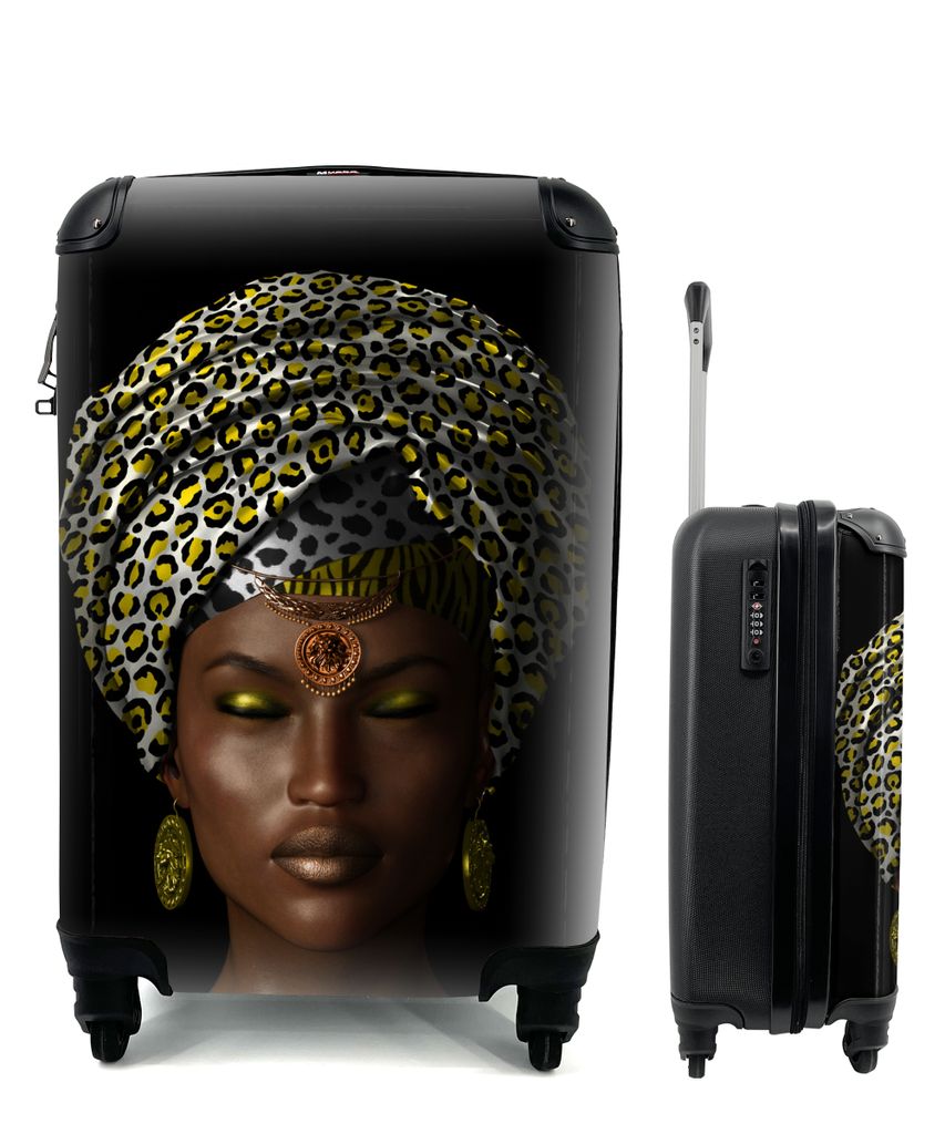 MuchoWow Koffer Handgepäck Trolley Rollkoffer Kleine Reisekoffer mit 4 Rollen - Frauen - Accessoires - Gelb - Cabin Size < 55x40x23 cm & 55x40x2...