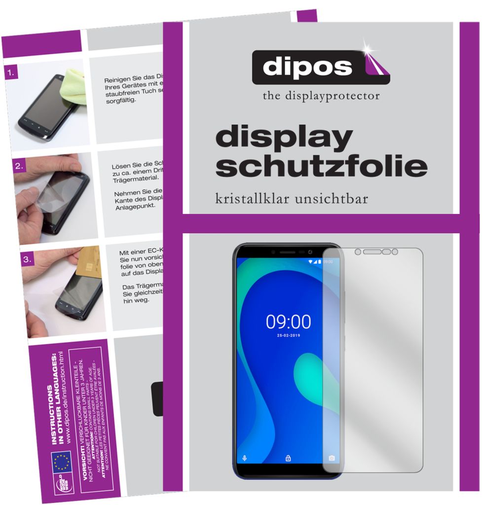1x Schutzfolie für Wiko Y80 klar Displayschutzfolie Folie Display Schutz dipos
