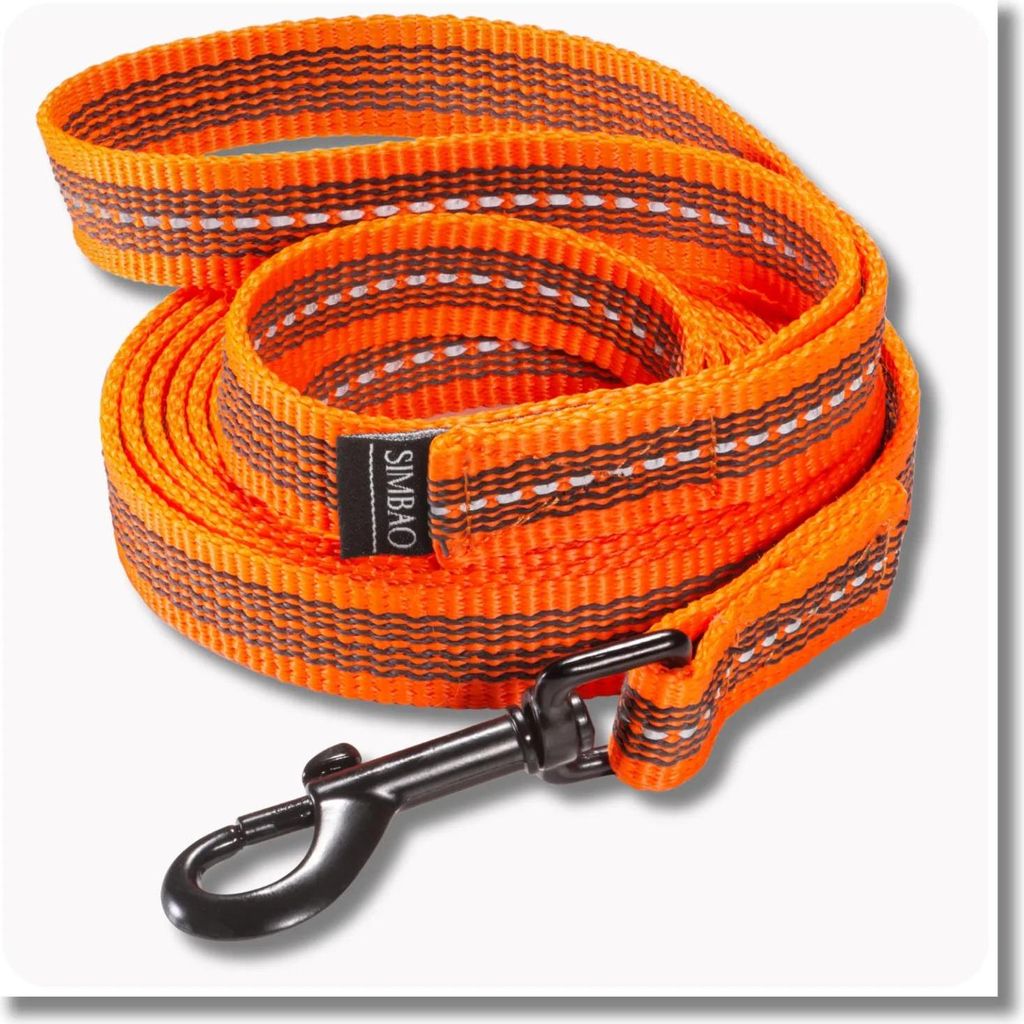 Anti-Rutsch-Leine mit Reflektor ORANGE - 7m, 76MM - Hund 10-25kg