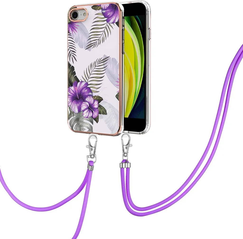 Custodia Tracolla iPhone 7/8/SE Viola Fantasia - Cordino Regolabile