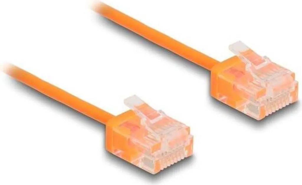 Cavo Rete Sottile Cat6 2m Arancione | Design Slim per Ufficio Moderno
