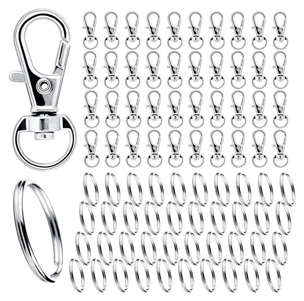 40 Stück Schlüsselanhänger Karabiner Ringe Karabinerhaken Produktbild 